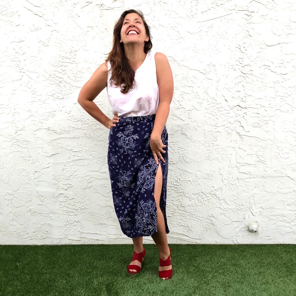 Vintage Floral Midi Skirt